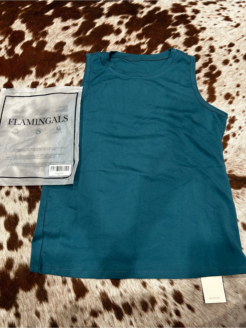 Flamingels teal tank top size LG BNWT